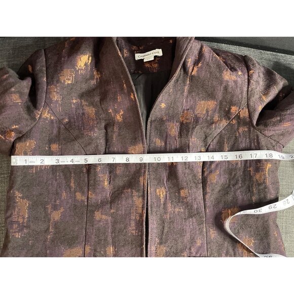 Coldwater Creek Womens Brown Gold Metallic Textured Blazer Skirt Suit Set Sz 12P - Picture 13 of 14